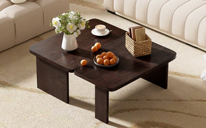 English Elm U-Can Modular Minimalist Coffee Table Set with Versatile Splicing Design, Durable MDF, Easy Assemble Espresso N724P232174P