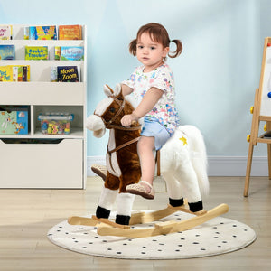 English Elm Qaba Plush Rocking Pony for Toddlers with Sound Effects and Padded Saddle Playroom Fun W2225P217696