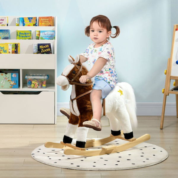 English Elm Qaba Plush Rocking Pony for Toddlers with Sound Effects and Padded Saddle Playroom Fun W2225P217696