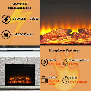 English Elm Laksha Glam Led Electric Fireplace with Mirrored Frame and Faux Stone Surround B2726P446682
