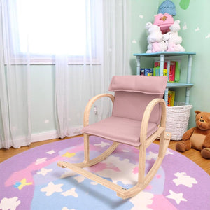 English Elm Modern Children's Rocking Chair with Sturdy Wooden Frame, Upholstered High Back, Washable Fabric, Safe Soothing Motion for Nursery and Playroom (Ages 0-8) Pink B029P330030