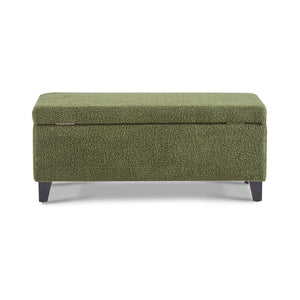 English Elm Christopher Knight Home® - Storage Ottoman Boucle Fabric Flip-Top with Birch Wood Legs, 250 lb Capacity, Compact Stylish Organizer Dark Brown,Green N779P291641G