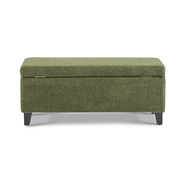 English Elm Christopher Knight Home® - Storage Ottoman Boucle Fabric Flip-Top with Birch Wood Legs, 250 lb Capacity, Compact Stylish Organizer Dark Brown,Green N779P291641G