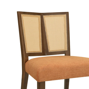 English Elm Christopher Knight Home® - Rattan Mid-Century Dining Chair Set of 2 with Woven Cane Back, Upholstered High-Density Seat Cushion Caramel,Walnut N771P254006W