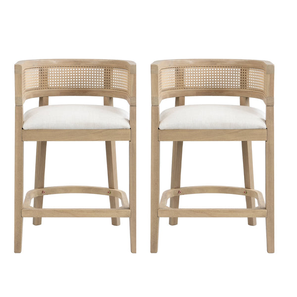 English Elm Christopher Knight Home® - Wood Upholstered Arm Counter Stools Set Of 2 - Beige & Natural Ash, Stylish & Comfortable Design N771P265580A