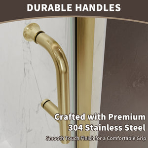 English Elm 32-34 in Frameless Pivot Shower Door Clear Glass Brushed Gold Reversible Bathroom W637P400607