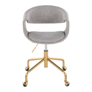 English Elm Task Chair with Chrome Five Star Base Grey Fabric Seat for Modern Home Office Use B202P474179