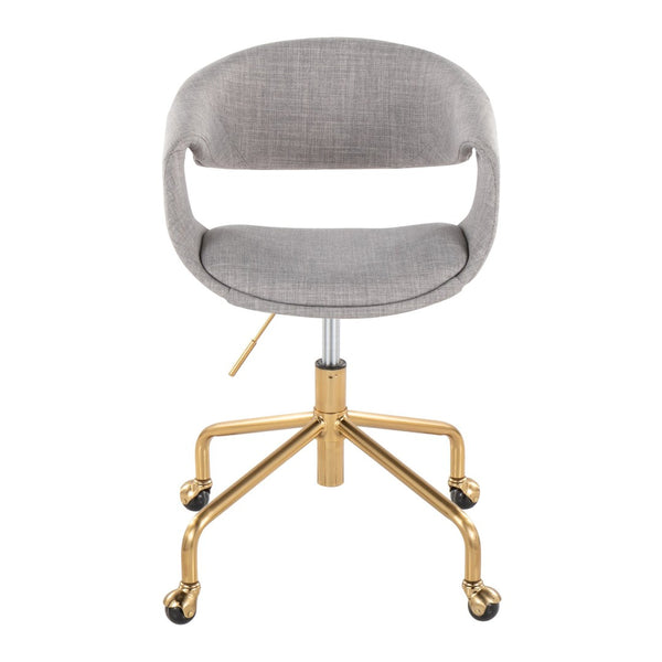 English Elm Task Chair with Chrome Five Star Base Grey Fabric Seat for Modern Home Office Use B202P474179