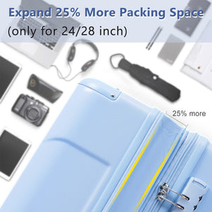English Elm Hardshell Abs Checked Suitcase with 360 Spinner Wheels Expandable Tsa Lock 28 Inch Sky Blue N730P296747S