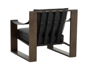 Sunpan Berke Lounge Chair - Modern Design With Soft Charcoal Leather Cushions And Bold Iron Frame Black Leather 112076