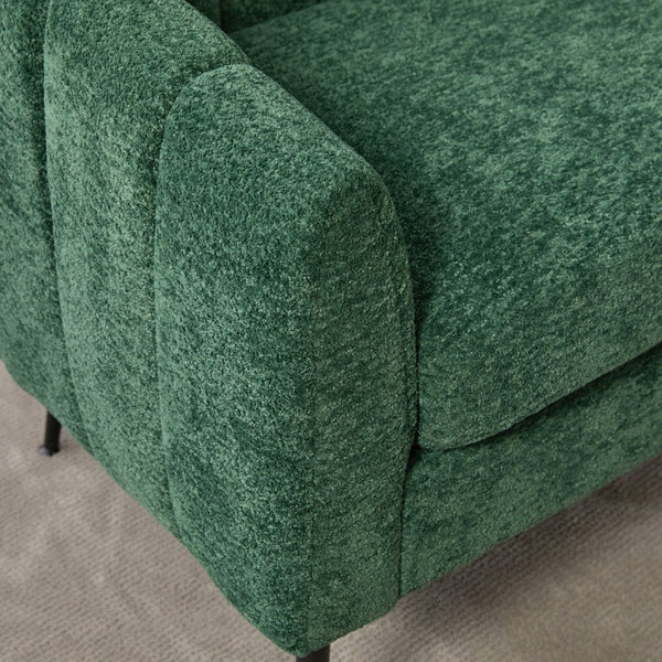 English Elm 50.2'' Channel Tufted Chenille Settee Compact Two Seat Sofa with Metal Legs Green W3118P397105