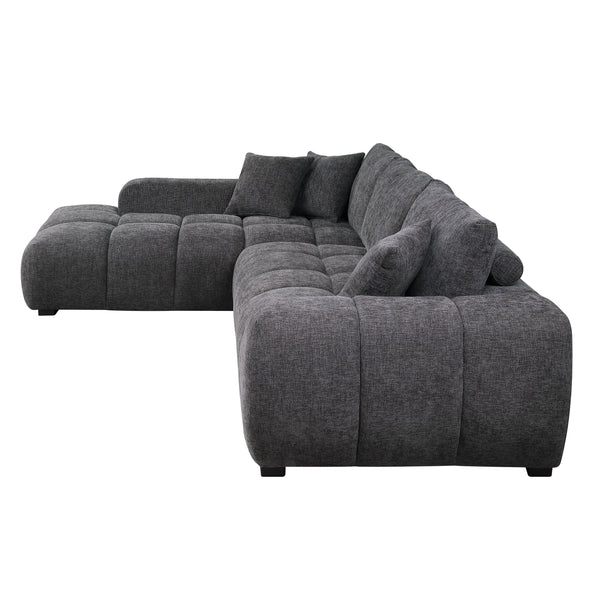 English Elm Chosen Chenille Sectional Sofa with Toss Pillows and Dual Chaises, Pocket Coil Seats, Durable Frame Gray 43 L x 81.88 W x 16.5 H B2726S00038