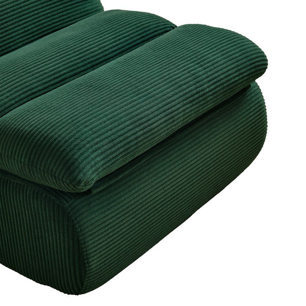 English Elm Modern Compressed Lounge Chair with Ottoman Corduroy Recliner Small Space Sofa High-Density Foam Comfort Green W1036P251819