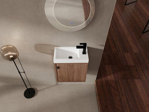 English Elm 18.5" Wall-Mounted Bathroom Vanity With Resin Sink, Soft-Close Door & Stylish Natural Walnut Finish W1972P362141