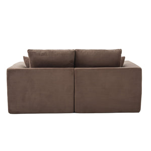 English Elm UNITED Cloud Couch Modular Sectional Sofa with Corduroy Cover, Ergonomic 2-Seater, No Assembly Needed Brown W1568P371124