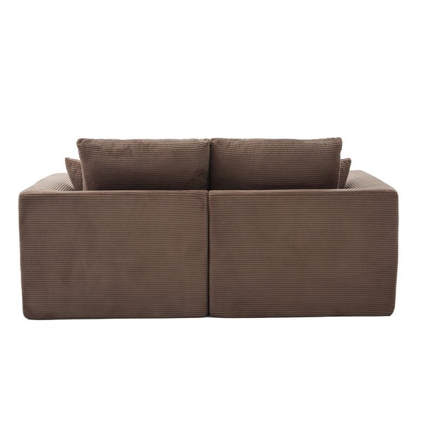 English Elm UNITED Cloud Couch Modular Sectional Sofa with Corduroy Cover, Ergonomic 2-Seater, No Assembly Needed Brown W1568P371124