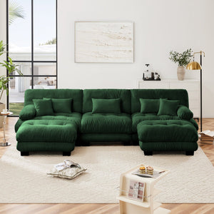 English Elm Luxury Modular Sectional Sofa - Oversized U-Shaped Chenille Couch With 2 Ottomans For Ultimate Comfort W714S01093