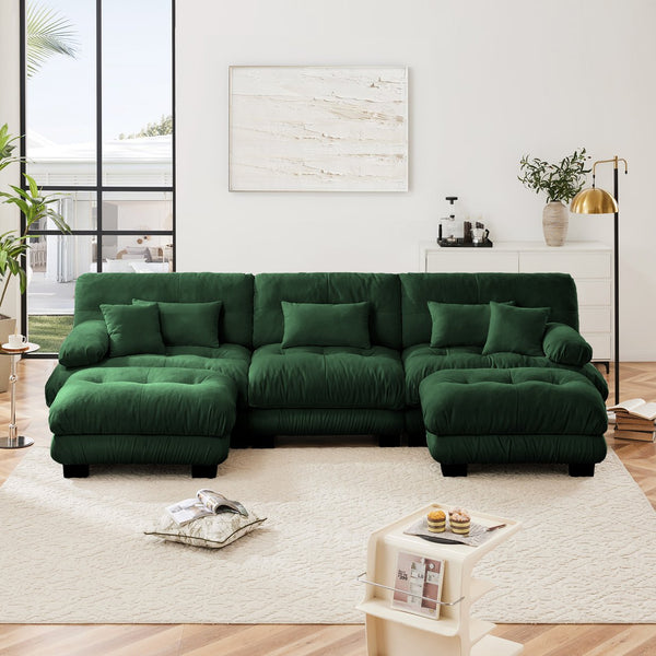 English Elm Luxury Modular Sectional Sofa - Oversized U-Shaped Chenille Couch With 2 Ottomans For Ultimate Comfort W714S01093