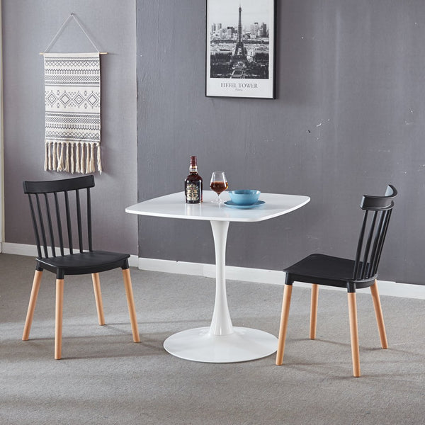 English Elm 42-inch Mid-Century Modern Pedestal Table – White MDF Top, Sturdy Metal Legs, Easy Assembly For Dining W3766P377025