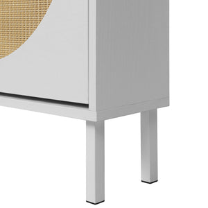 English Elm 2 Door Shoe Rack with Engineered Rattan, Metal Base & Anti-Slip Feet, Moisture-Proof, Slim 31.96"L W68850764