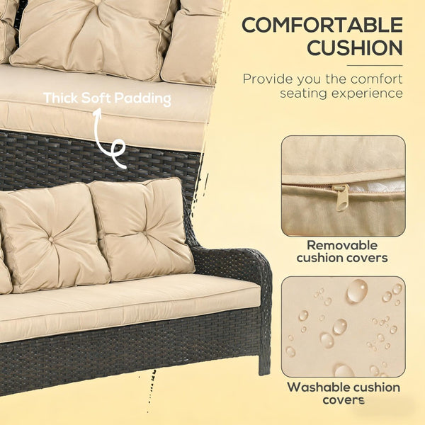 English Elm Patio Three-seat Outdoor Sofa Handwoven Pe Rattan Steel Frame with Foam Cushions T3971P446225