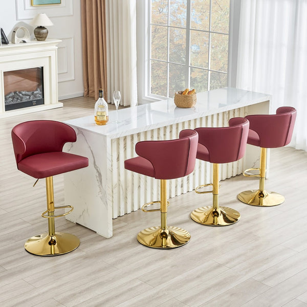 English Elm Modern Pu Leather Swivel Barstools with Adjustable Height and Chrome Base Set of 4 W2920S00134
