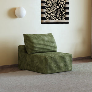 English Elm Y119-1S-WHITE Plush Corduroy Modular Sectional Sofa with Chaise, No Assembly, Cloud-Like Comfort and Style Green W2824P338985