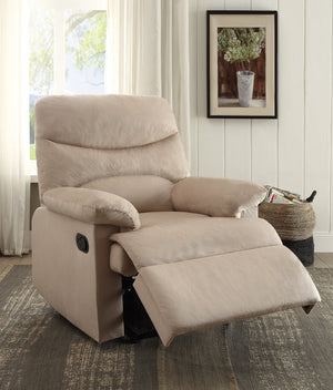 English Elm Arcadia Plush Microfiber Motion Recliner with Pillow-Top Arms, Smooth Latch Mechanism for Relaxation Beige 33 L x 31 W x 28 H B2726P256701