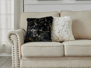 English Elm Luxury Chinchilla Faux Fur Pillow - Gilded Black Accent (22"X22") For Modern Glam Home Decor B030P233953