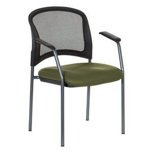OSP Home Furnishings Progrid Mesh Back Stackable Chair with Titanium Frame for Conference Rooms Sage 86710R-R106