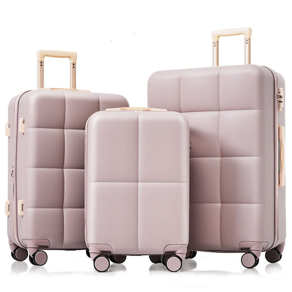 English Elm Luggage Set of 3 Abs Hard Shell Suitcases with Spinner Wheels and Built in Cup Holder Brown N726P296016B