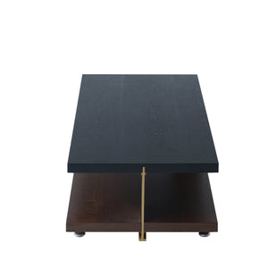 English Elm Classica Rectangle Coffee Table With Walnut Finish & Black Metal Frame – Stylish Two-Tier Design B341P321160