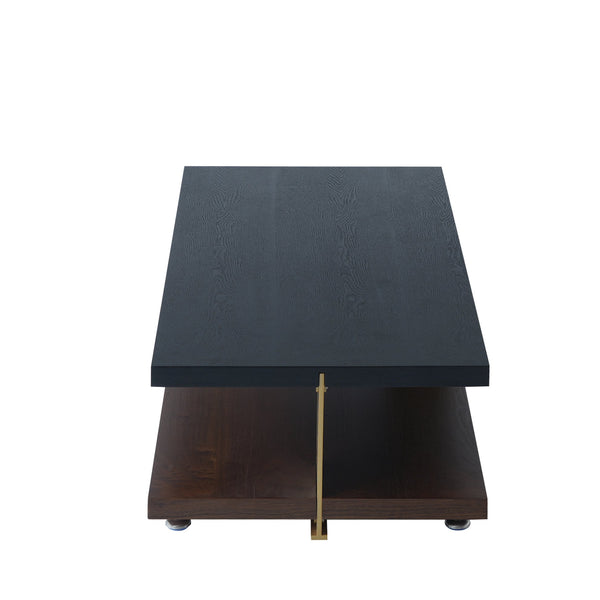 English Elm Classica Rectangle Coffee Table With Walnut Finish & Black Metal Frame – Stylish Two-Tier Design B341P321160