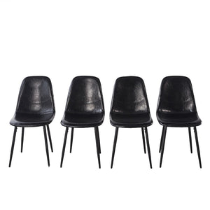 English Elm Pvc Sleek Matte Black Dining Chair Set of 4 for Kitchen Studio or Cafe Use W3766P436151