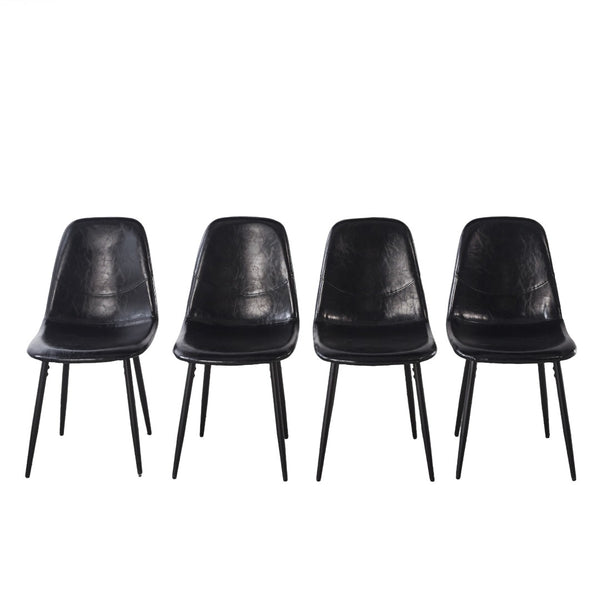 English Elm Pvc Sleek Matte Black Dining Chair Set of 4 for Kitchen Studio or Cafe Use W3766P436151