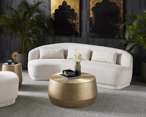 Sunpan Creed Coffee Table - Hand-Etched Iron Design with Drum Base, Perfect for Modern Living Spaces Small - 34W x 34.25D x 15H