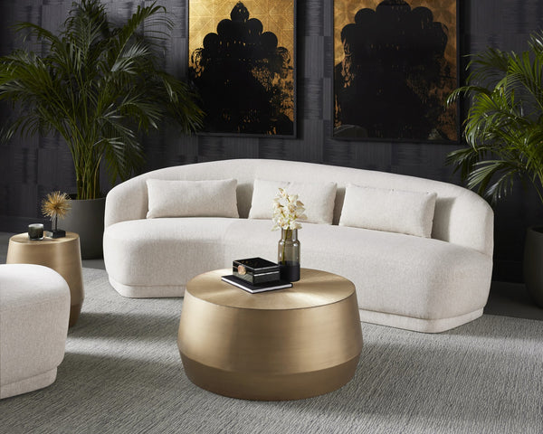 Sunpan Creed Coffee Table - Hand-Etched Iron Design with Drum Base, Perfect for Modern Living Spaces Small - 34W x 34.25D x 15H