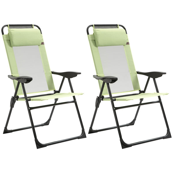 English Elm Outsunny Folding Patio Chairs Set Of 2 - Adjustable Sling Back, Portable & Comfortable For Outdoors W2225P200725-GIGA