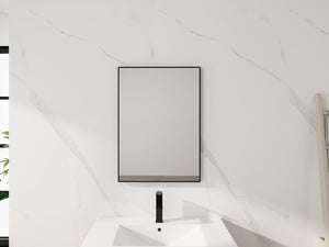 English Elm 20'' Matte Black Aluminum Rectangular Wall Mirror Moisture Resistant Vanity Decor W999P470280