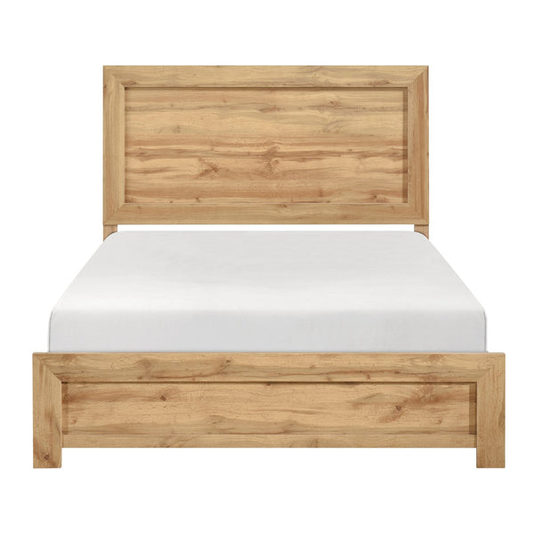 English Elm Natural Rustic Queen Bed Frame with Durable Melamine Finish, Easy Assembly Bed-in-a-Box, Modern Retreat Natural 61 L x 33.5 W x 6.5 H B011P365546