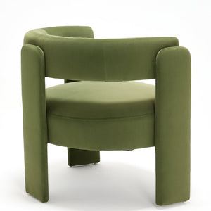 English Elm Accent Chair Velvet Upholstered Mid Century Modern Seat with Tapered Wood Legs for Any Room Green W3244P417183