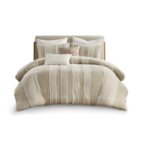 English Elm Full/Queen Boho Striped Cotton Duvet Cover Set with Clip Jacquard Trim, OEKO-TEX, Machine Washable B035P217803