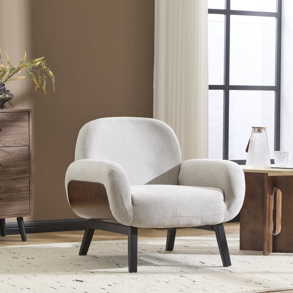 English Elm Christopher Knight Home® - Audrey Ergonomic Armchair with Plush Cushion and Solid Wood Frame for Stylish, Durable Comfort Grey 33.25 L x 29.75 W x 16.75 H N776P291712G