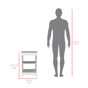 English Elm Side Table Rossville White Engineered Wood End Table with Two Open Shelves, Modern Durable Design, Easy Assembly B092P191181