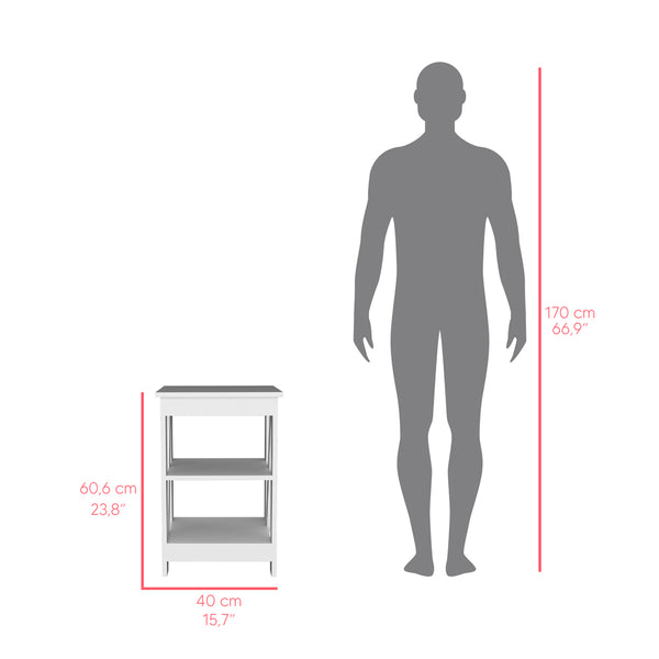 English Elm Side Table Rossville White Engineered Wood End Table with Two Open Shelves, Modern Durable Design, Easy Assembly B092P191181