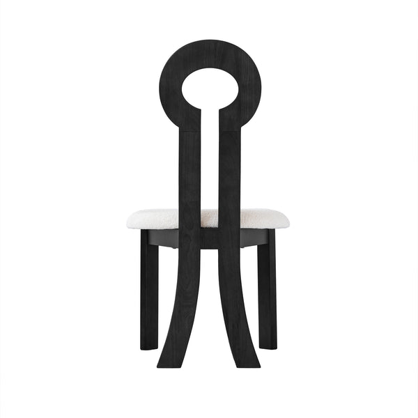 English Elm Vintage Rubber Solid Wood Dining Chair Set of 2 — Plush Berber Fleece Upholstery, Water & Stain Resistant, 280 lb Capacity Black,White W1535P281504