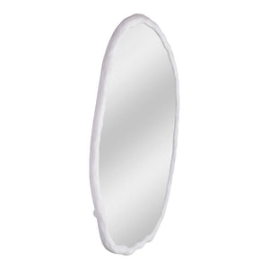English Elm Foundry Oval Wall Mirror White Aluminum Wood Grain Texture 50 Inch Entryway Accent B2769P498407