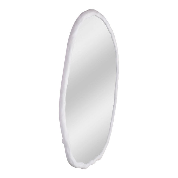 English Elm Foundry Oval Wall Mirror White Aluminum Wood Grain Texture 50 Inch Entryway Accent B2769P498407