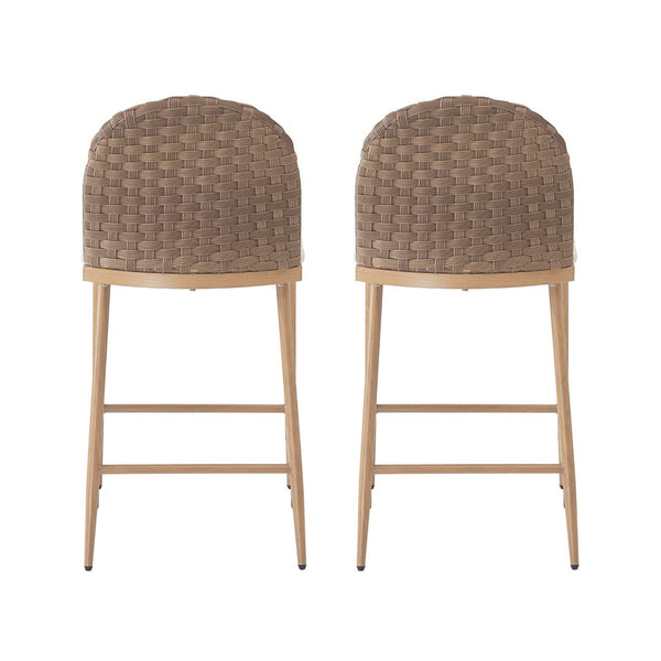 English Elm 25" Farmhouse Counter Stools Set of 2 Woven Rattan Back Iron Frame Kitchen Island N762P329154D