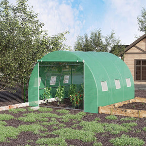 English Elm Outsunny Walk-in Hoop Greenhouse Steel Frame Pe Cover with Mesh Ventilation Windows W2225P217786